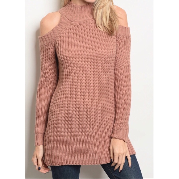 Mocha Cold Shoulder Sweater - Picture 5 of 8